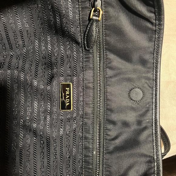 Prada Black & Velvet Nylon Tessuto Ricamo Tote Bag, Blue Stripe - Picture 4 of 5